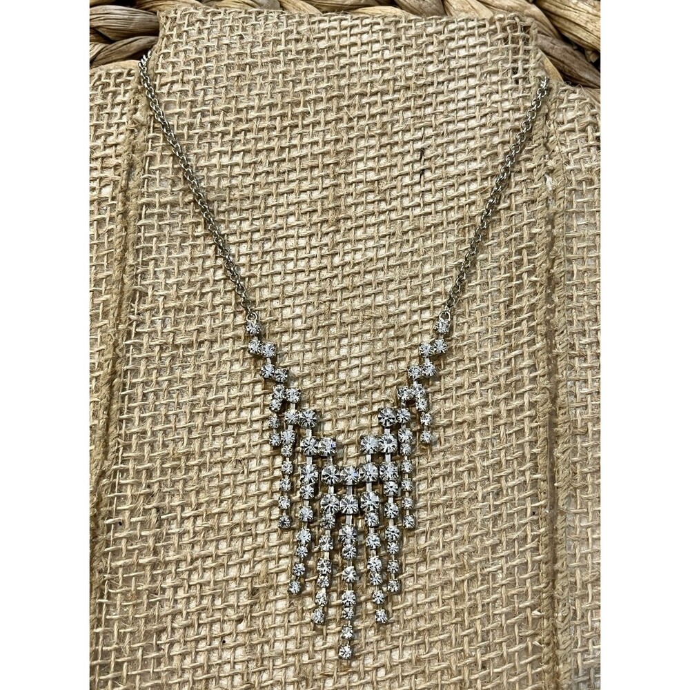 Vtg GORGEOUS! Rhinestone Necklace ~ High End Costume Jewelry 16”
